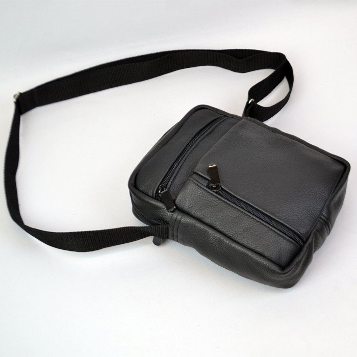 Елегантна чоловіча шкіряна сумка-месенджер із натуральної шкіри на 5 відділень, чоловіча сумка через спину