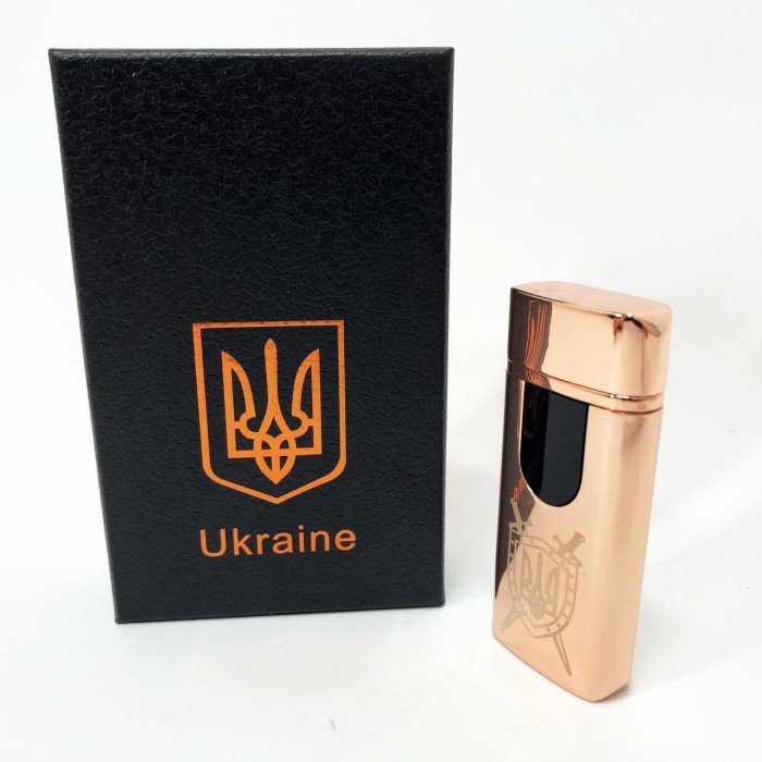 Електрична та газова запальничка Україна з USB-зарядкою HL-431, Юсб запальничка. Колір: золотий