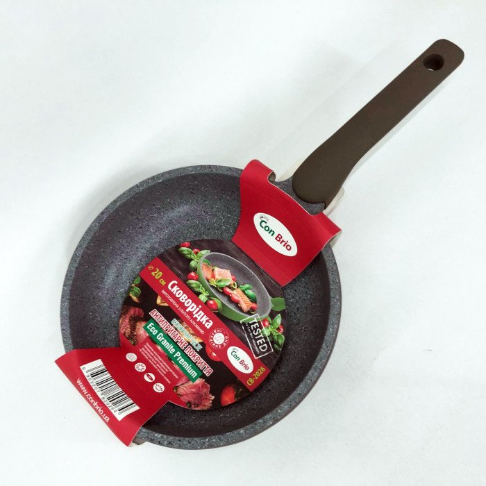 Сковорода Con Brio CB-2026 Eco Granite Premium 20 см. Сковорода для дому якісна. Колір: сірий