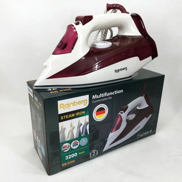 Праска парова Rainberg RB-6306 з керамічним покриттям 3200вт функція самоочищення подачі пари