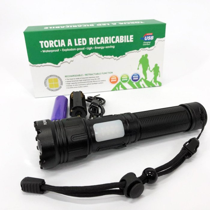 Ліхтар ручний WH01-L2-COB power bank, Ліхтарик світлодіодний ручний акумуляторний портативний