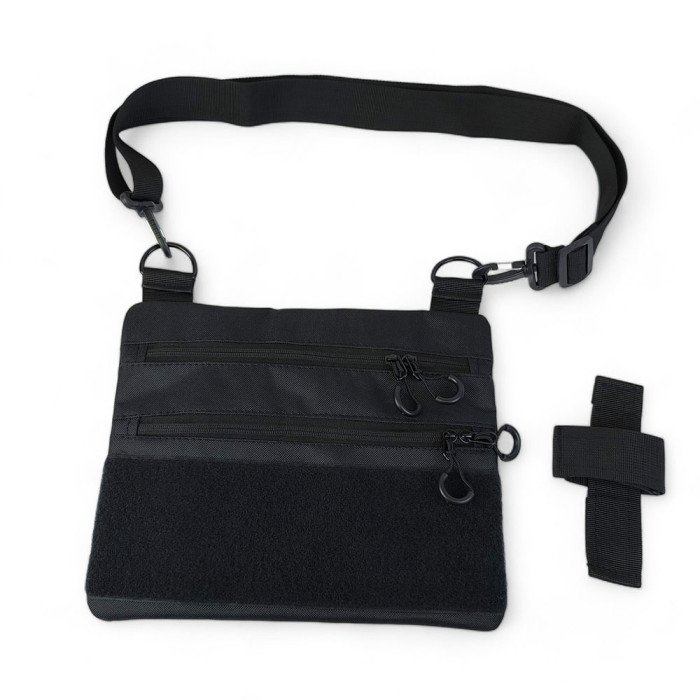 Чорна сумка тактична нагрудна, Сумка через плече військова, Чоловіча сумка-слінг тактична