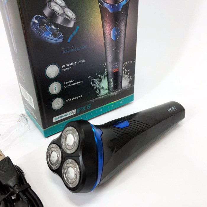Електробритва VGR V-314 для чоловіків, роторна для вологого та сухого гоління, машинка чоловіча для гоління.