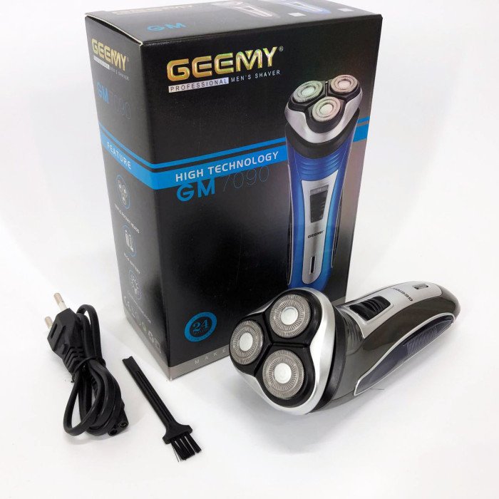 Електробритва GEEMY GM-7090 3 в 1 тример, бездротова електробритва, Тример для вусів. Колір: синій
