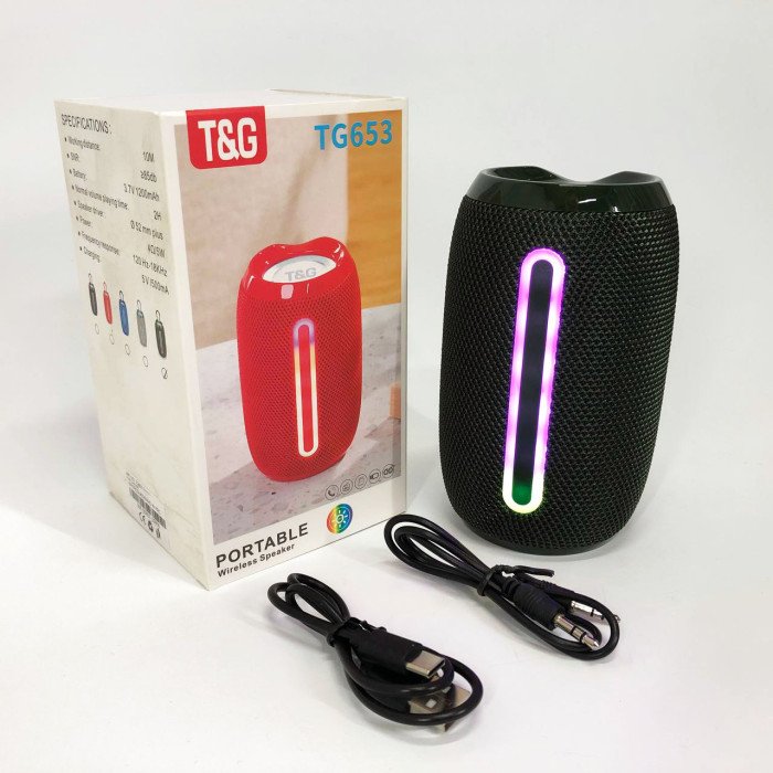 Портативна Bluetooth-колонка TG653 USB з ремінцем бездротова колонка портативна потужна. Колір: зелений