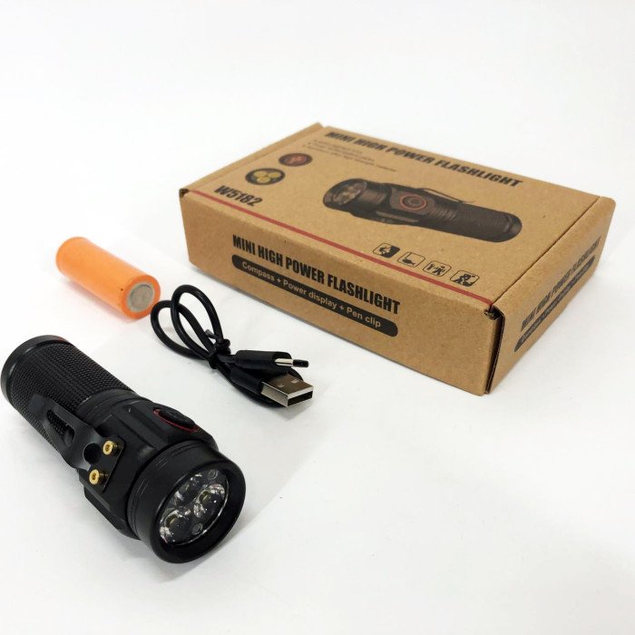 Ліхтар PLD W5182-3XHP360, Ручний ліхтарик led, Водонепроникний ліхтар, Кишеньковий ліхтар із usb зарядкою