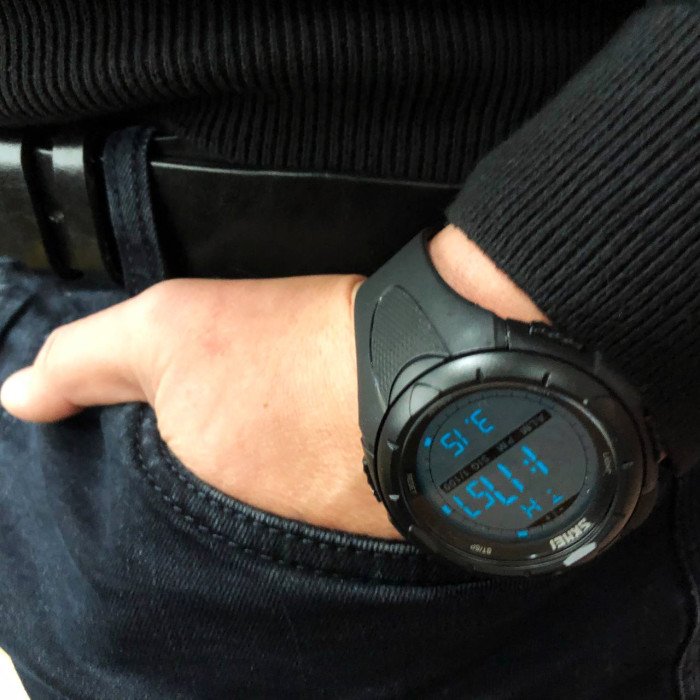 Чоловічий годинник SKMEI 1025BK ARMY BLACK, годинник тактичний протиударний. Колір: чорний