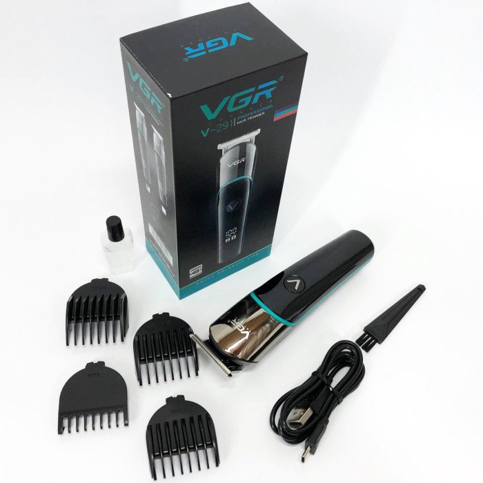 Професійна машинка для стрижки волосся триммер VGR V-291 з насадками, електробритва. Колір: зелений