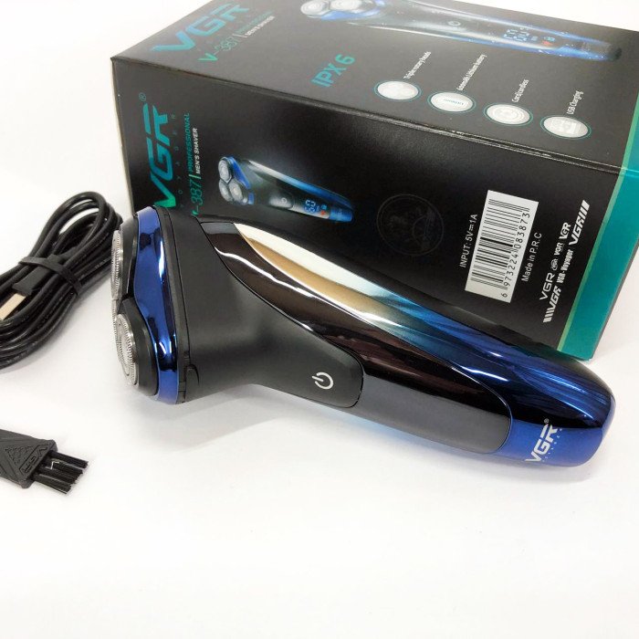 Електробритва VGR V-387 для чоловіків, роторна для вологого та сухого гоління, Бездротова електробритва