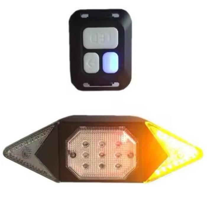 Велоліхтар LY-6700 із зазначенням поворотів (red+yellow+blue), waterproof, Миготливий велоліхтар