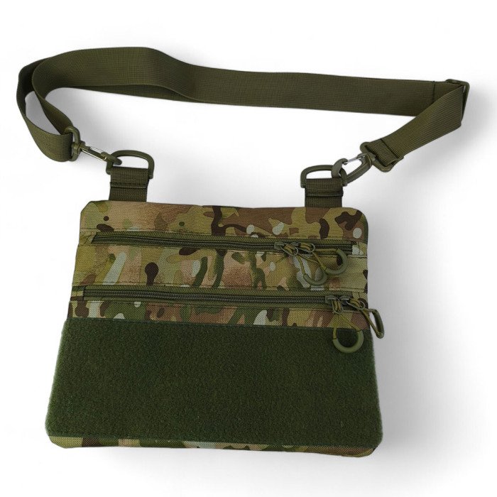 Сумка-кобура мультикам наплічна з липучкою для шевронів, тактична сумка чоловіча з кордури