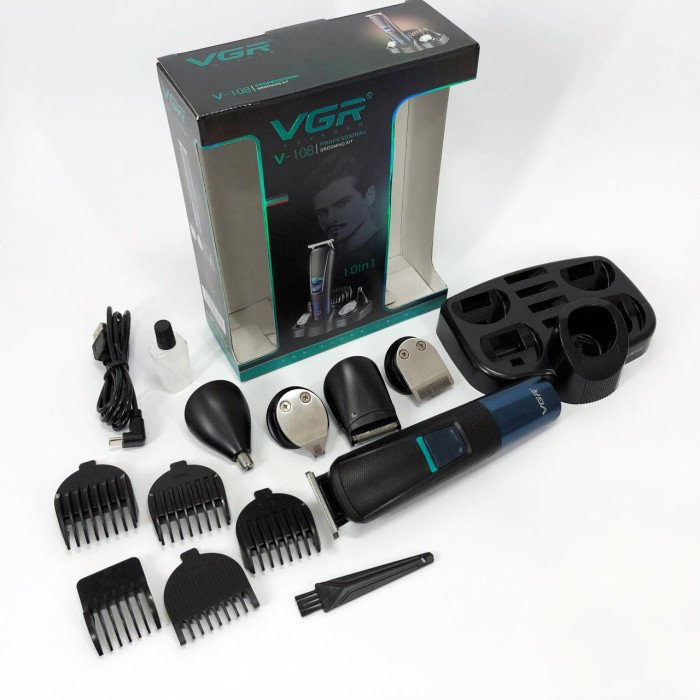 Машинка для стрижки волосся VGR V-108 тример машинка для стрижки 10 в 1, Професійна електробритва