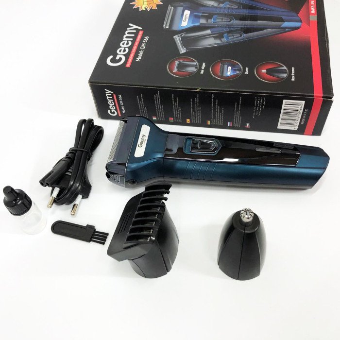 Тример для стрижки волосся носа вух брів Gemei GM-566 3в1 машинка для видалення волосся на обличчі