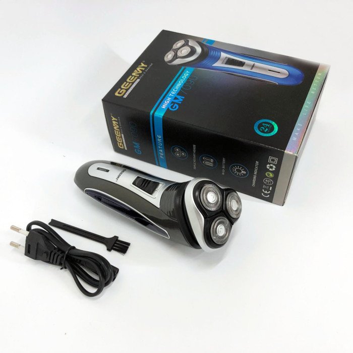 Електробритва GEEMY GM-7090 3 в 1 тример, бездротова електробритва, Тример для вусів. Колір: синій