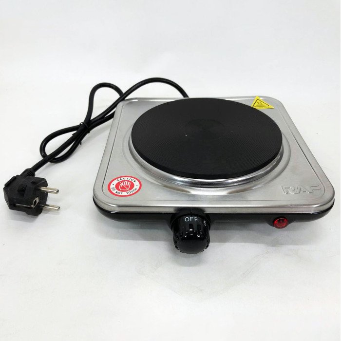 Електроплита на 1 конфорку RAF-8843 1000 Вт із нержавіючої сталі дискова, міні електроплита