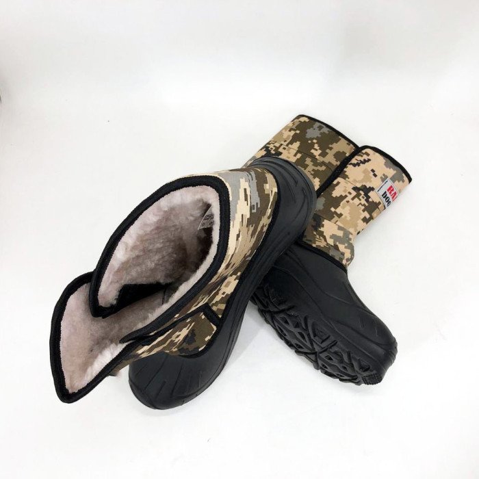 Чоботи чоловічі утеплені. Розмір 45, гумові чоботи зимовий утеплювач. Колір: жовтий піксель