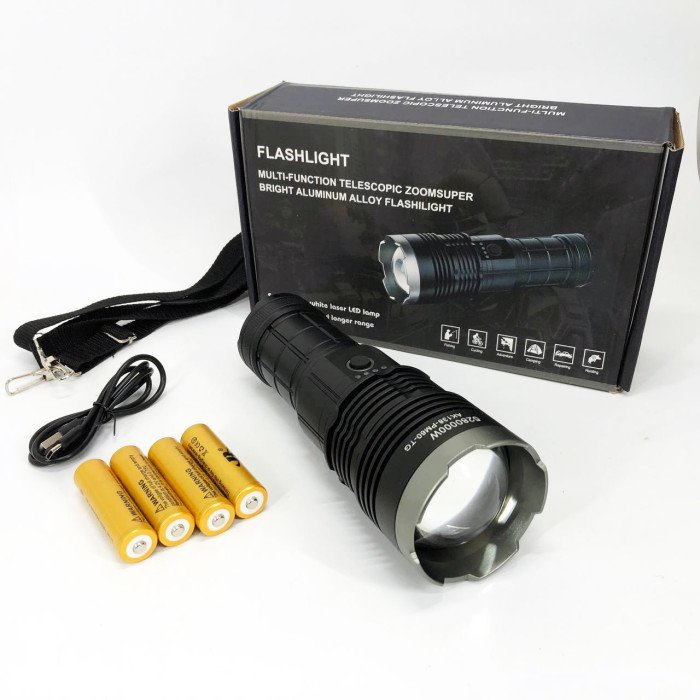 Ручний ліхтар Police AK138 WHITE LASER LED PM60-TG із зарядкою USB, що працює від 4х18650 акумуляторів