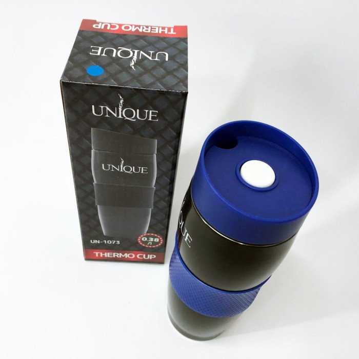 Термокухоль UNIQUE UN-1073 0.38 л, Термос з нержавіючої сталі металевий. Колір: синій