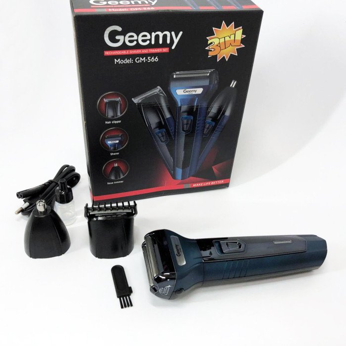 Тример для стрижки волосся носа вух брів Gemei GM-566 3в1 машинка для видалення волосся на обличчі