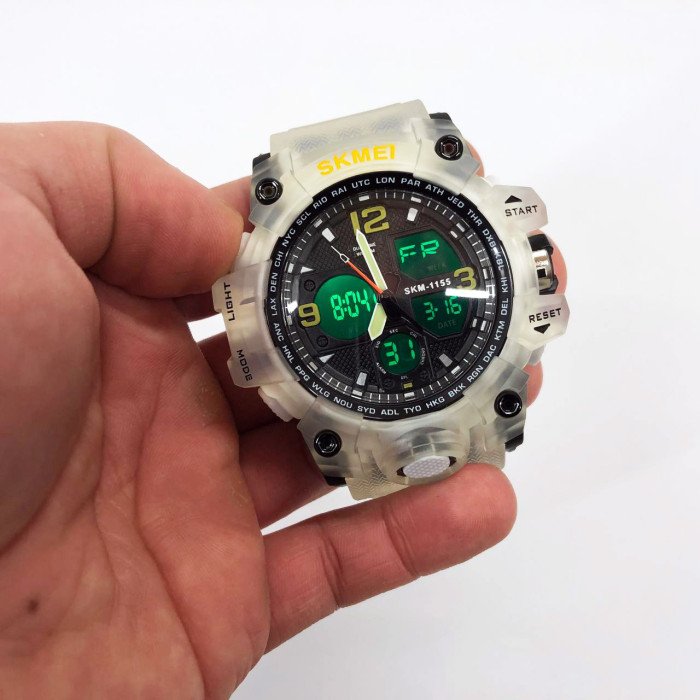 Годинник наручний чоловічий SKMEI 1155BWT, наручний годинник для військових, фірмовий спортивний годинник. Колір: білий