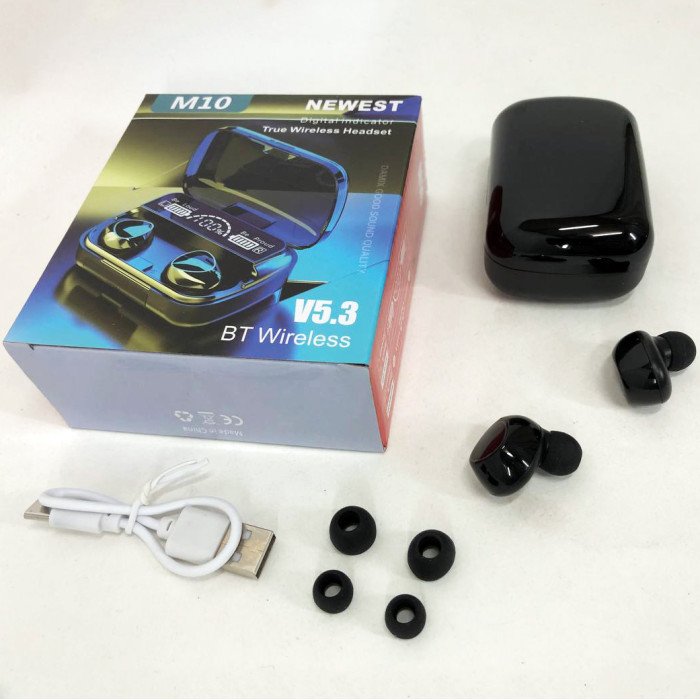 Бездротові навушники M10 з мікрофоном та док станцією-кейсом, бездротові bluetooth навушники-гарнітура