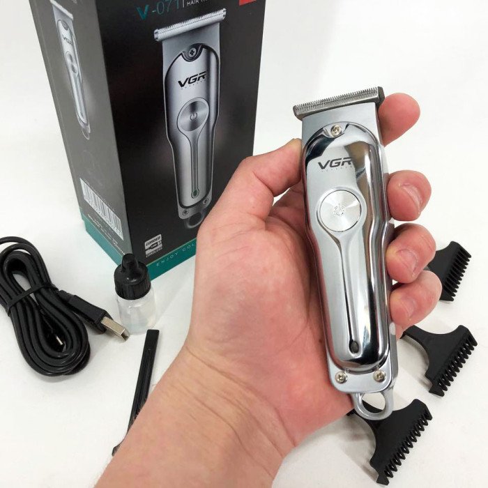 Машинка для стрижки волосся акумуляторна VGR V-071 тример для бороди та вусів, окантувальна машинка