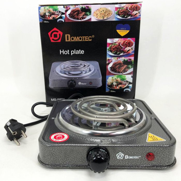 Електроплита спіральна настільна плита Domotec MS-5801 1000 W, Переносна компактна електроплита