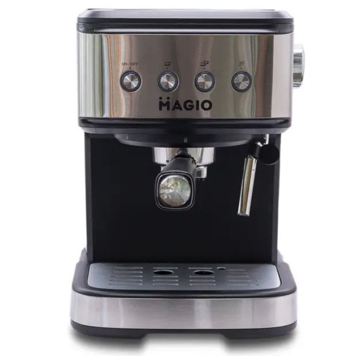 Кавоварка рожкова MAGIO MG-451, Кавоварка рожкова з капучинатором, Кавоварка з прозорим резервуаром