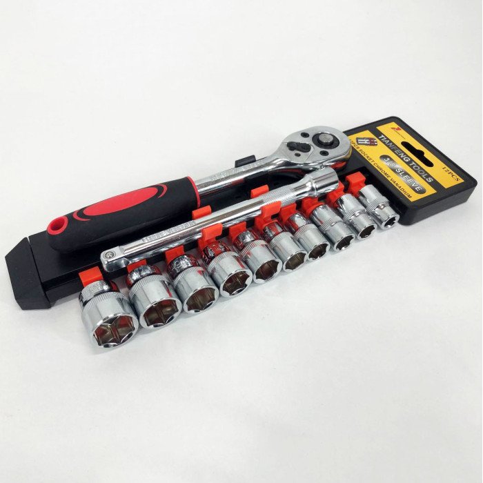 Набір торцевих головок 1/2" з тріскачкою, 12шт / Універсальний набір інструментів головок для авто