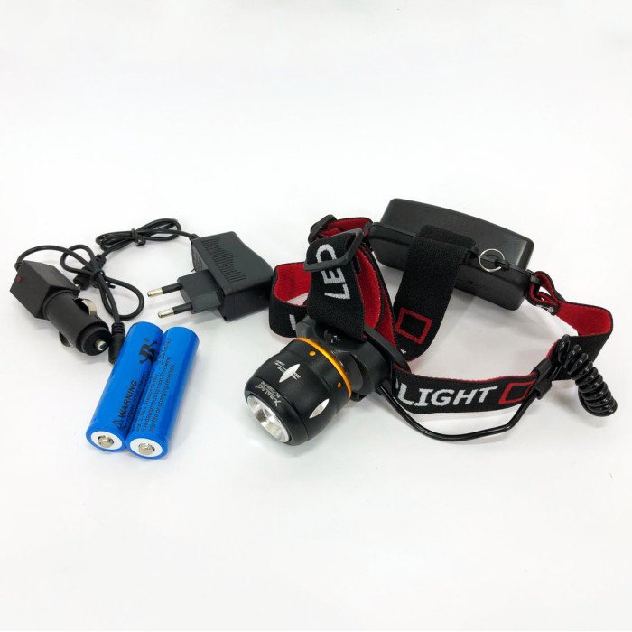 Ліхтар налобний світлодіодний водонепроникний з 2 акумуляторами Bailong BL-T06B-P90, головний ліхтарик