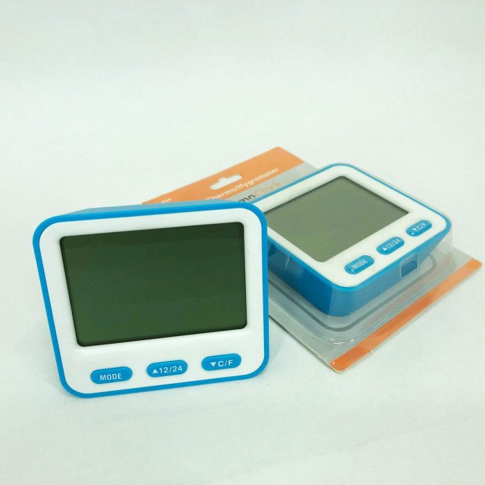 Термометр з гігрометром 854, Гігрометр вимірювання температури, Годинник з дисплеєм температури. Колір: блакитний