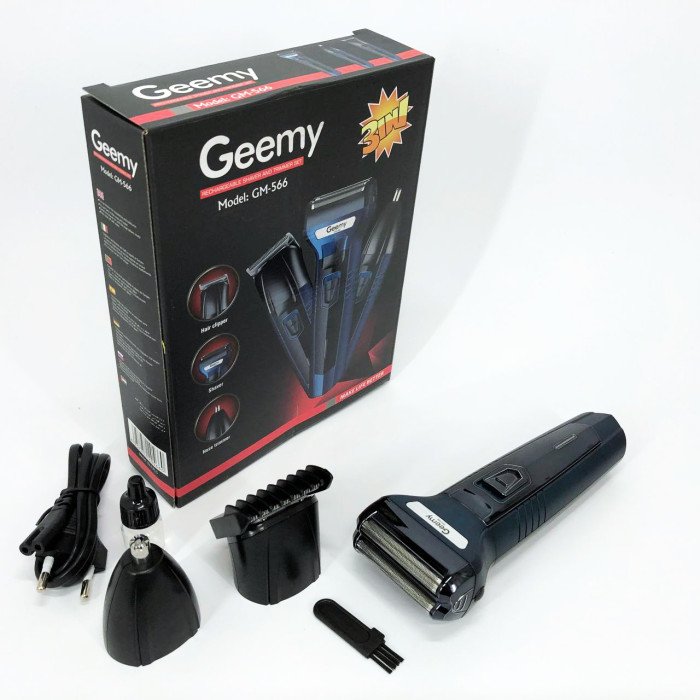 Тример для стрижки волосся носа вух брів Gemei GM-566 3в1 машинка для видалення волосся на обличчі