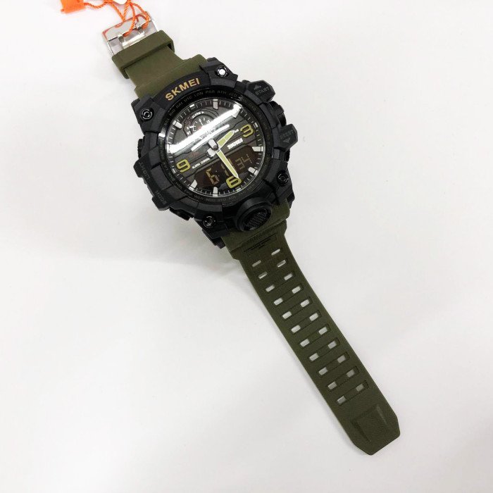 Годинник наручний чоловічий SKMEI 1586AG ARMY GREEN, чоловічий армійський водостійкий тактичний. Колір: зелений