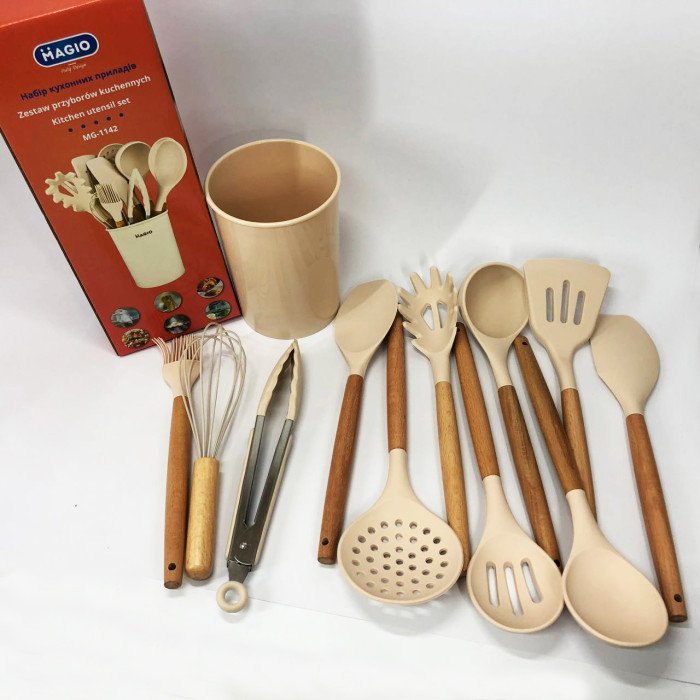 Набір силіконових кухонних речей Magio MG-1142 набір ложок лопаток 11 предметів