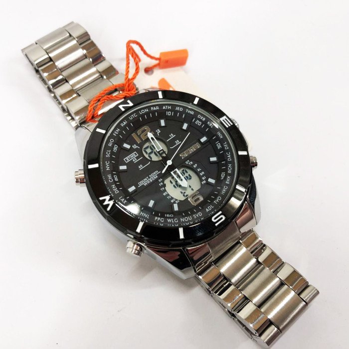 Годинник наручний чоловічий SKMEI 1670SIWT SILVER-WHITE, годинник тактичний протиударний. Колір: срібний