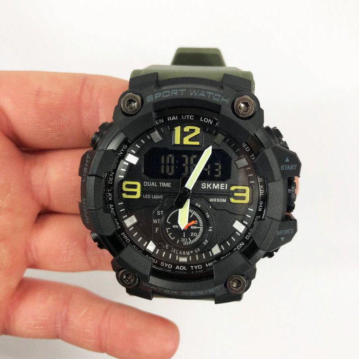 Годинник наручний чоловічий SKMEI 1965AG ARMY GREEN, Годинник армійський оригінал, Годинник спортивний. Колір: зелений