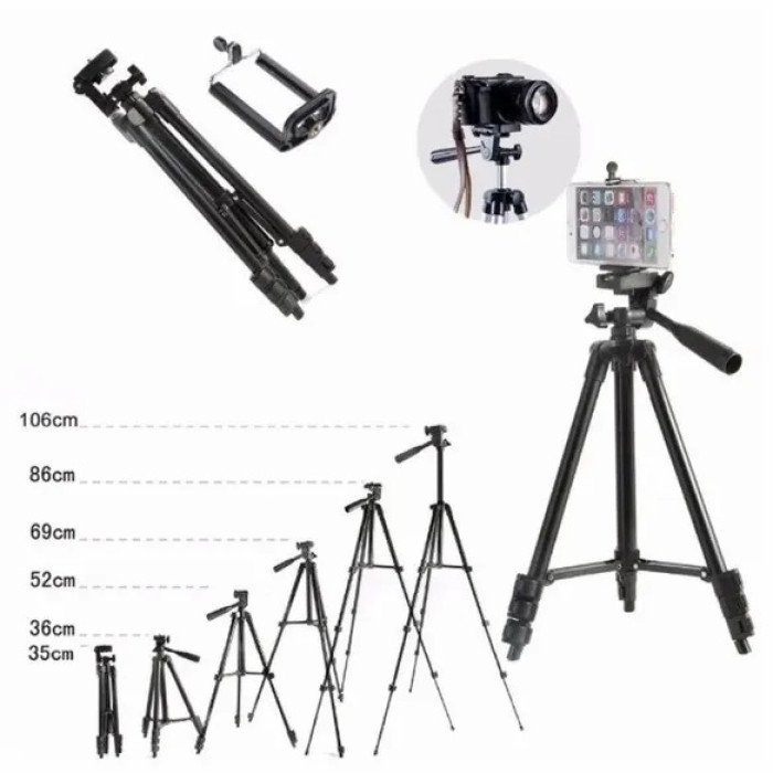 Штатив для телефону та фотоапарата Tripod 3120 PRO портативний трипод 0,35-1.02м висота. Колір: чорний