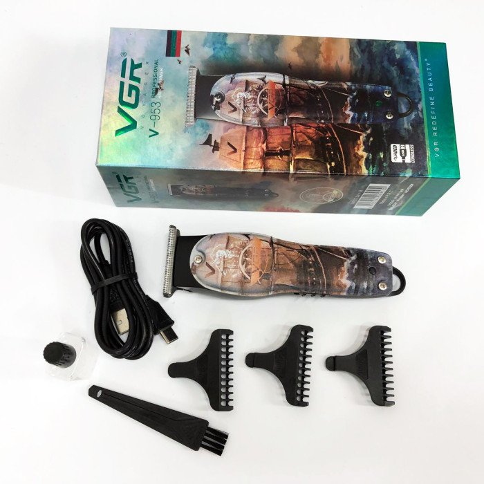 Професійний триммер для стрижки волосся та бороди VGR V-953 з насадками, окантувальна машинка