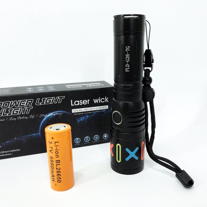 Ручний світлодіодний ліхтар PLD G26 White Laser LED PM20-TG з заряджанням USB, акумулятор 26650