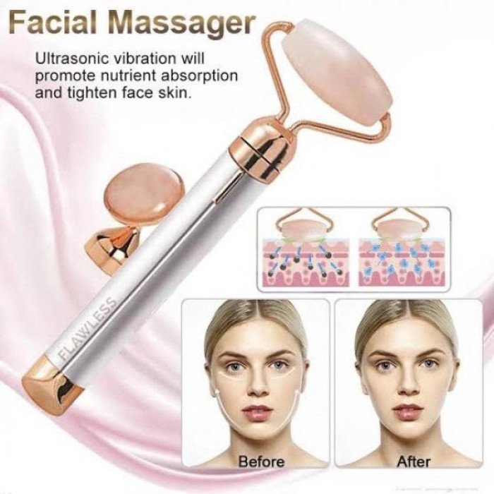 Масажер ролик електричний для особи Facial Roller Massager. Колір бежевий