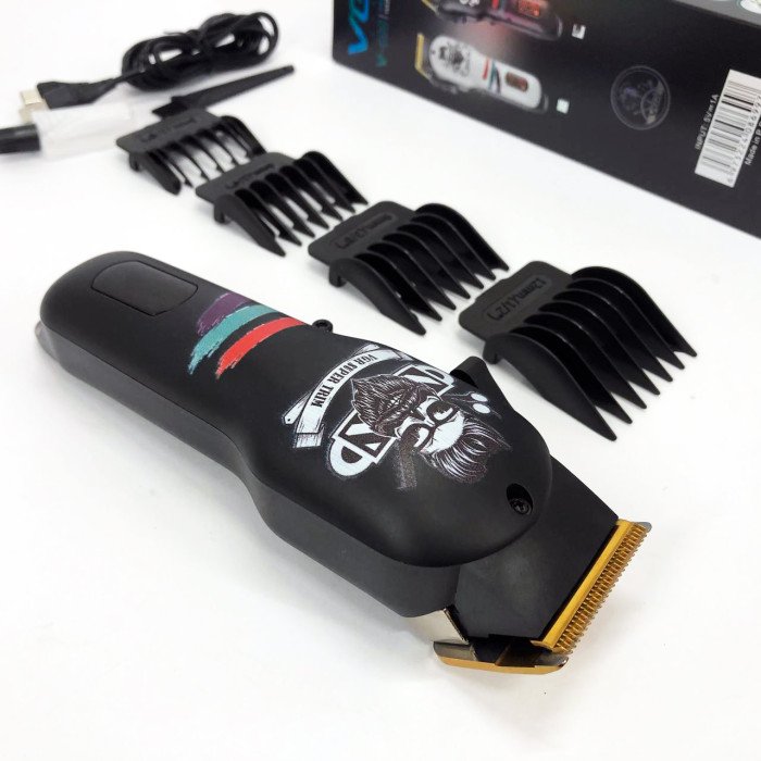 Машинка для стрижки волосся та бороди професійна VGR V-699 B з насадками та LED дисплеєм. Колір: чорний