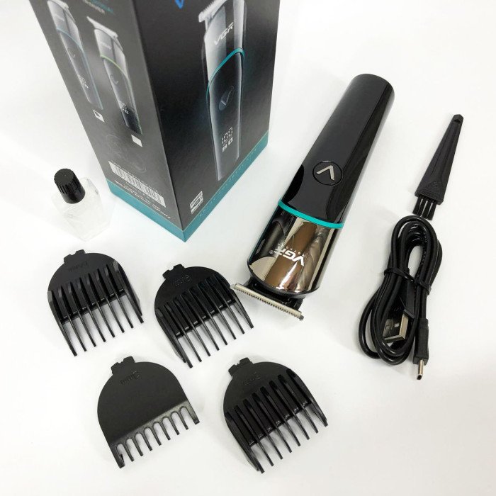 Професійна машинка для стрижки волосся триммер VGR V-291 з насадками, електробритва. Колір: зелений