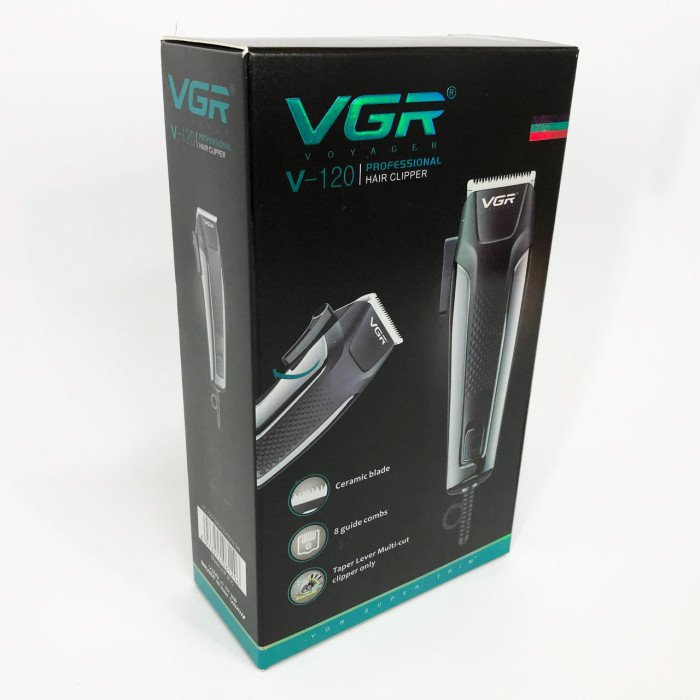 Машинка для стрижки волосся VGR V-120 тример електробритва для бороди з великими насадками від мережі