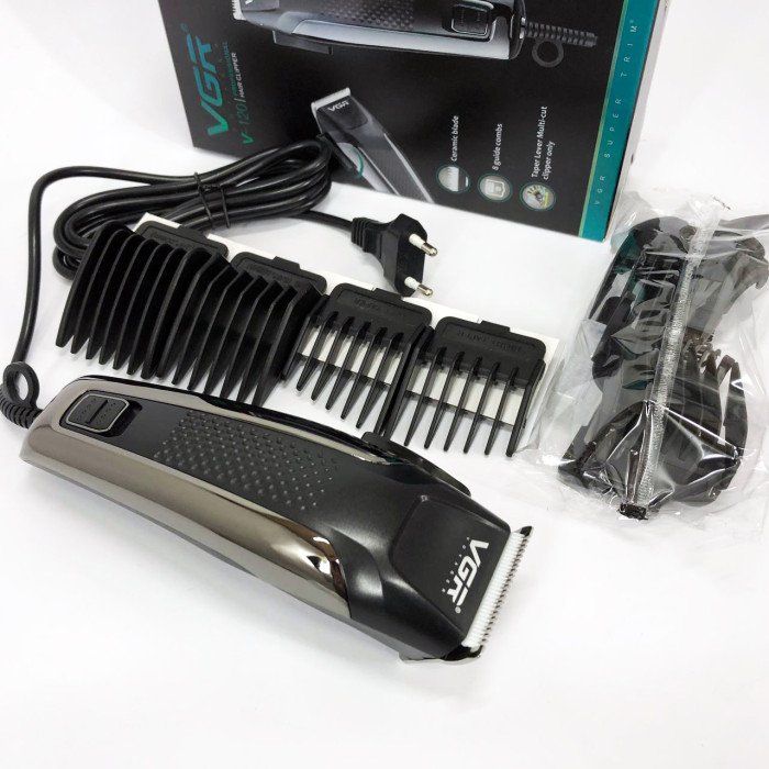 Машинка для стрижки волосся VGR V-120 тример електробритва для бороди з великими насадками від мережі
