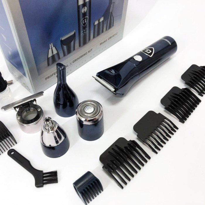 Чоловічий набір Geemy GM-8012 4 в 1, електробритва з насадками для бороди, триммер для бороди