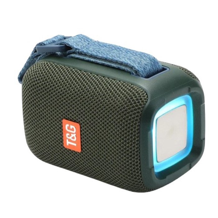 Портативна Bluetooth колонка TG339 5W з підсвічуванням RGB, акумуляторна колонка для музики. Колір: зелений