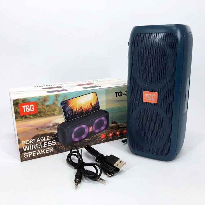 Портативна колонка TG333 2x5W з RGB підсвічуванням, гучна блютуз колонка. Колір: синій