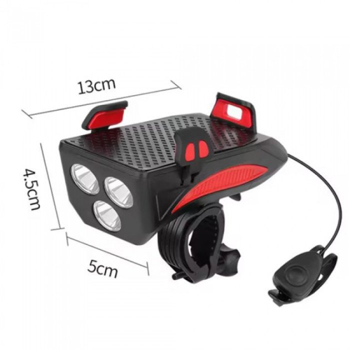 Фара велосипед FY-319B-3LM з акумулятором, сигналом, тримач для телефону ліхтар