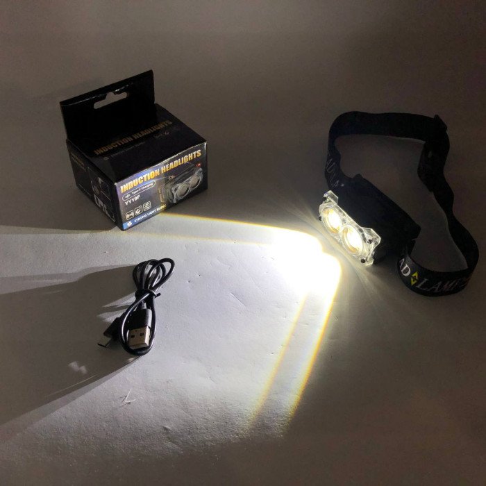 Ліхтар налобний YY-19F-2XPE(white)+2COB(yellow), Ліхтар налобний для автомеханіка, Ліхтарик налобник