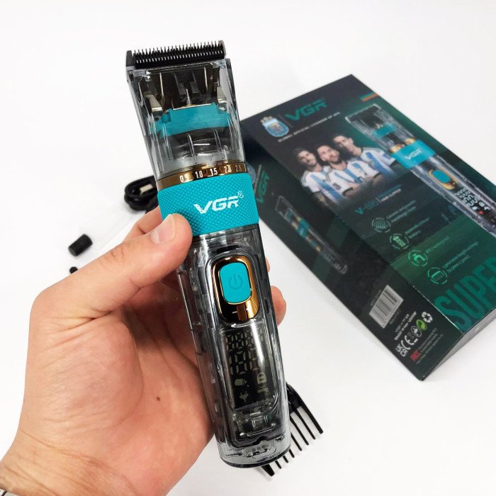 Машинка для стрижки волосся і бороди VGR V-695 з LED дисплеєм IPX7 вологозахист